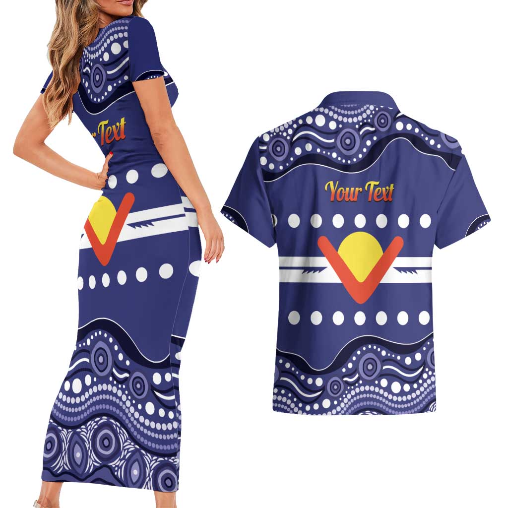 Personalised Ngarrindjeri Nation Couples Matching Short Sleeve Bodycon Dress and Hawaiian Shirt Aboriginal Australian Flag Style