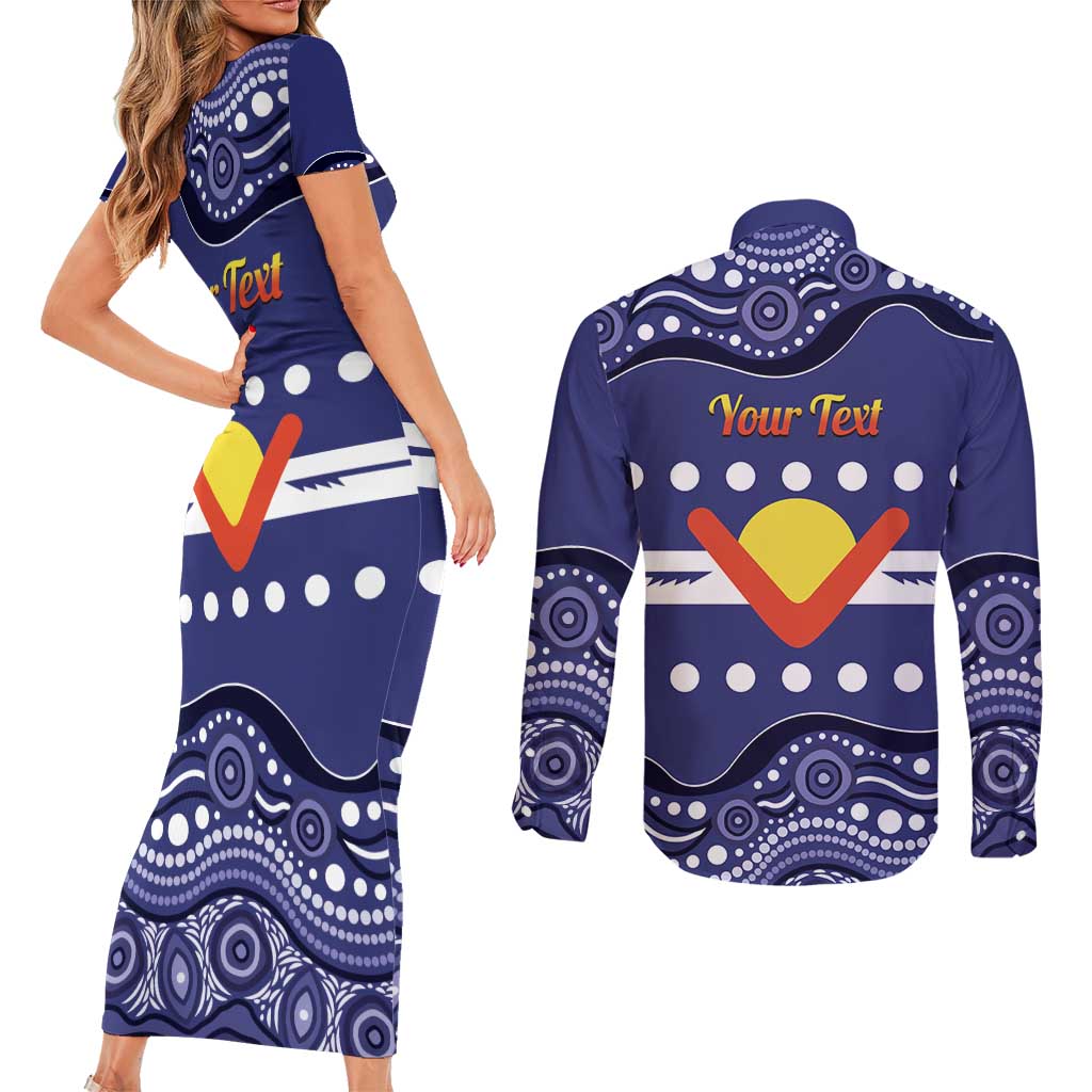 Personalised Ngarrindjeri Nation Couples Matching Short Sleeve Bodycon Dress and Long Sleeve Button Shirt Aboriginal Australian Flag Style