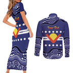 Personalised Ngarrindjeri Nation Couples Matching Short Sleeve Bodycon Dress and Long Sleeve Button Shirt Aboriginal Australian Flag Style