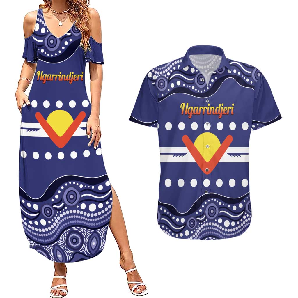 Personalised Ngarrindjeri Nation Couples Matching Summer Maxi Dress and Hawaiian Shirt Aboriginal Australian Flag Style
