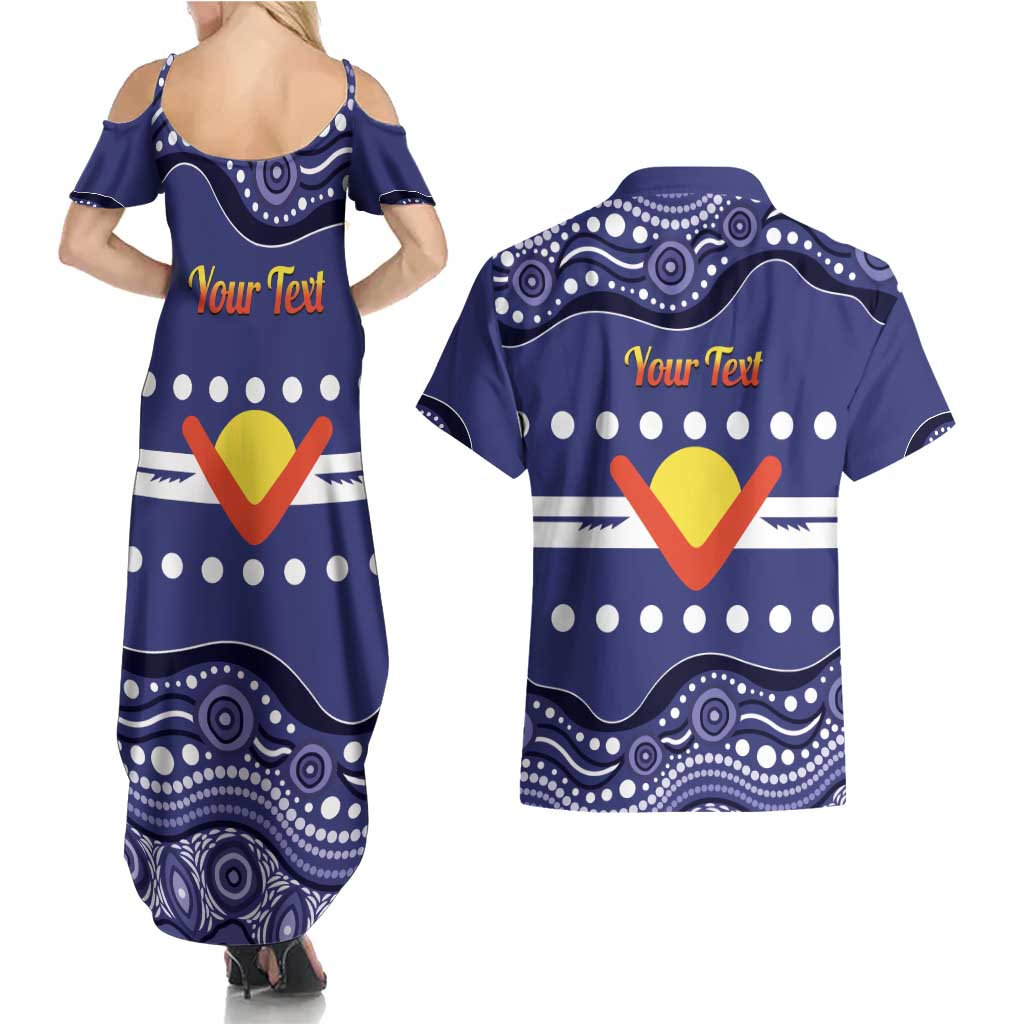Personalised Ngarrindjeri Nation Couples Matching Summer Maxi Dress and Hawaiian Shirt Aboriginal Australian Flag Style