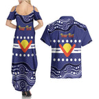 Personalised Ngarrindjeri Nation Couples Matching Summer Maxi Dress and Hawaiian Shirt Aboriginal Australian Flag Style