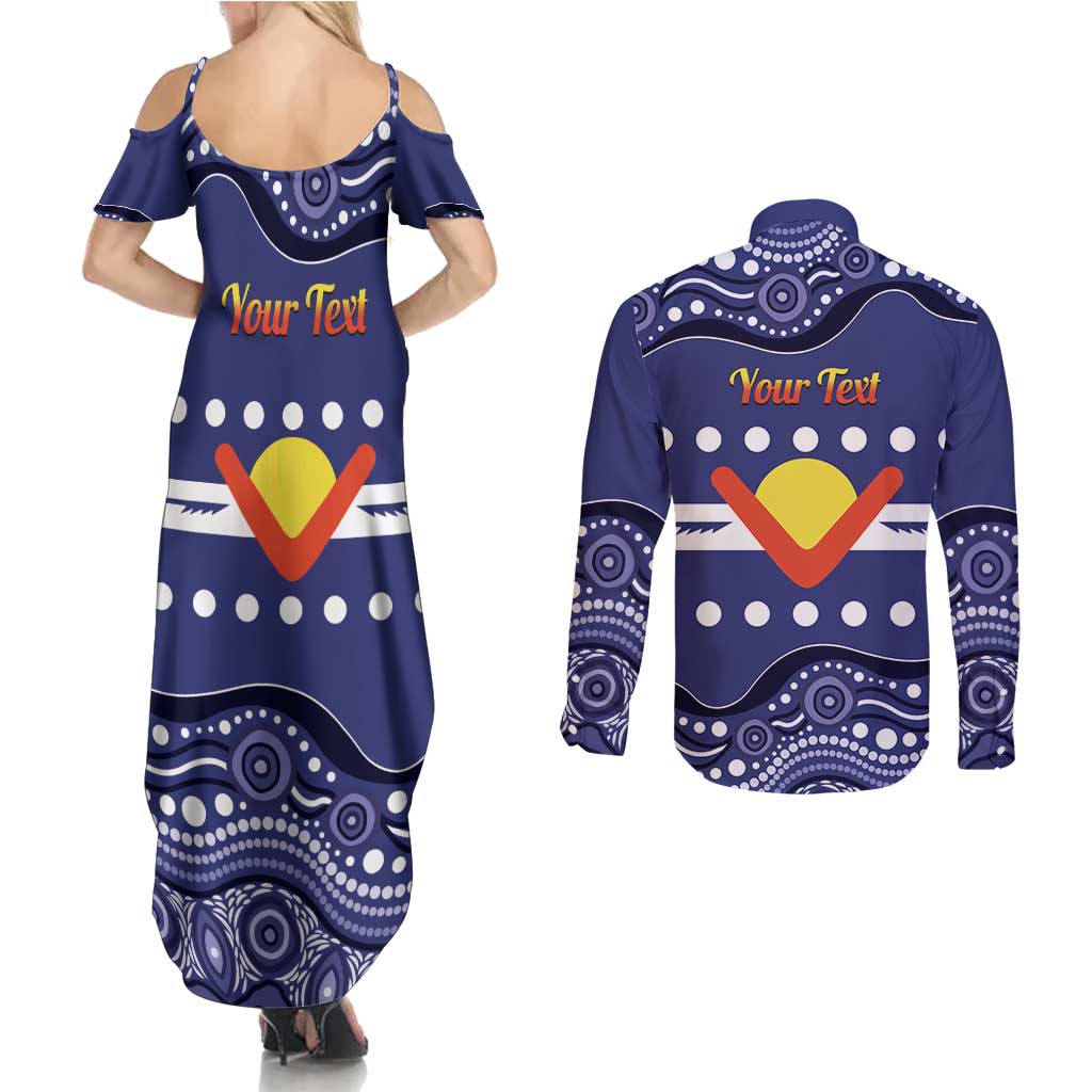 Personalised Ngarrindjeri Nation Couples Matching Summer Maxi Dress and Long Sleeve Button Shirt Aboriginal Australian Flag Style
