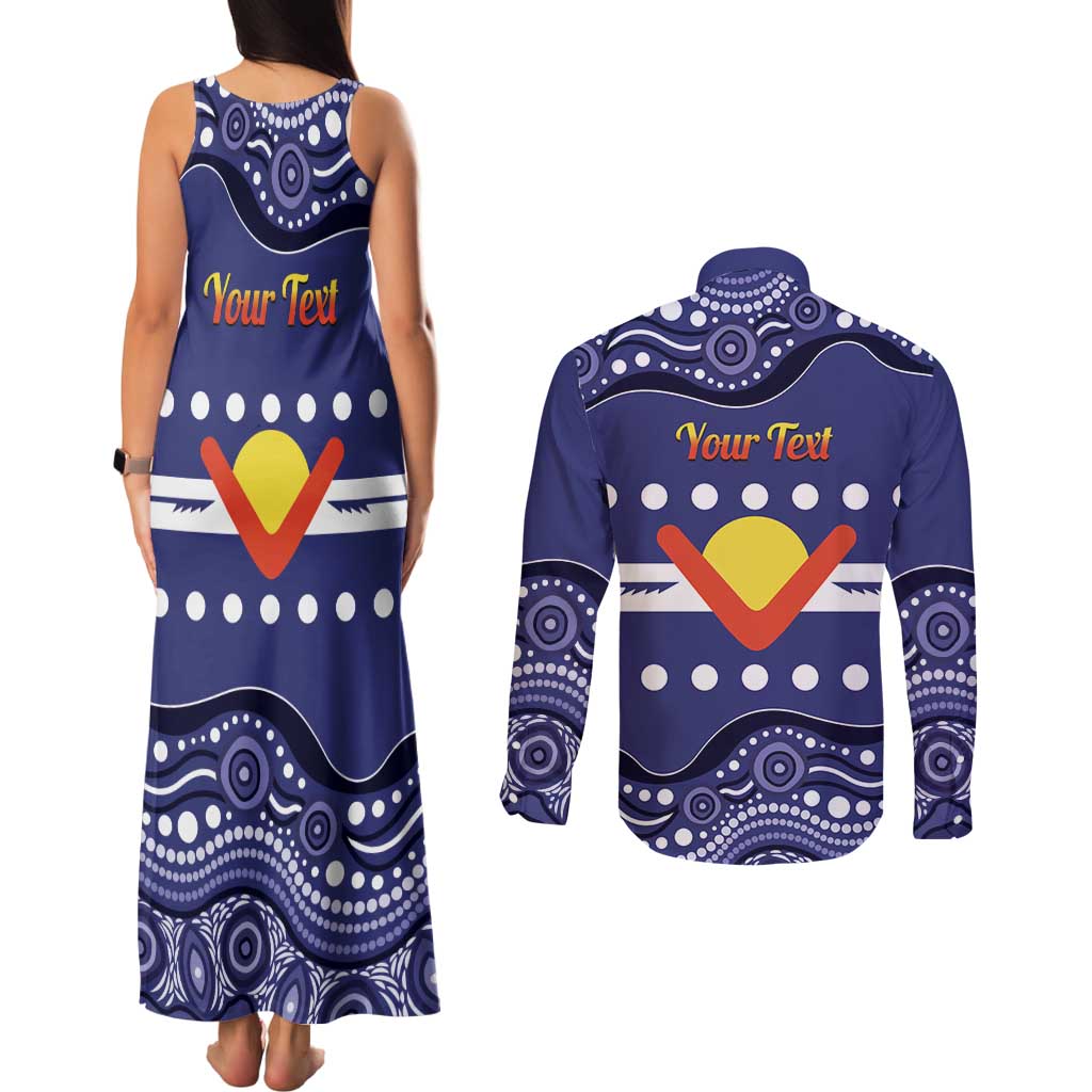 Personalised Ngarrindjeri Nation Couples Matching Tank Maxi Dress and Long Sleeve Button Shirt Aboriginal Australian Flag Style