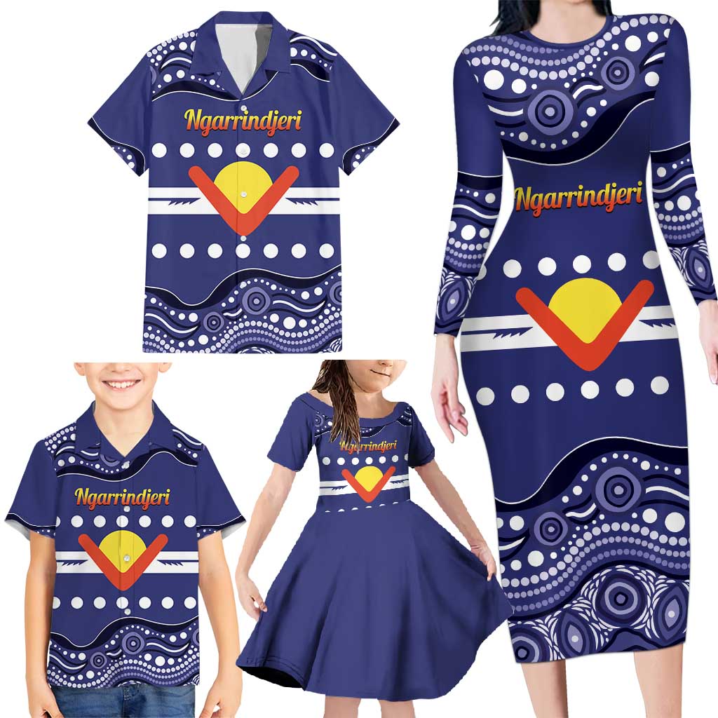 Personalised Ngarrindjeri Nation Family Matching Long Sleeve Bodycon Dress and Hawaiian Shirt Aboriginal Australian Flag Style