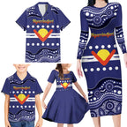 Personalised Ngarrindjeri Nation Family Matching Long Sleeve Bodycon Dress and Hawaiian Shirt Aboriginal Australian Flag Style
