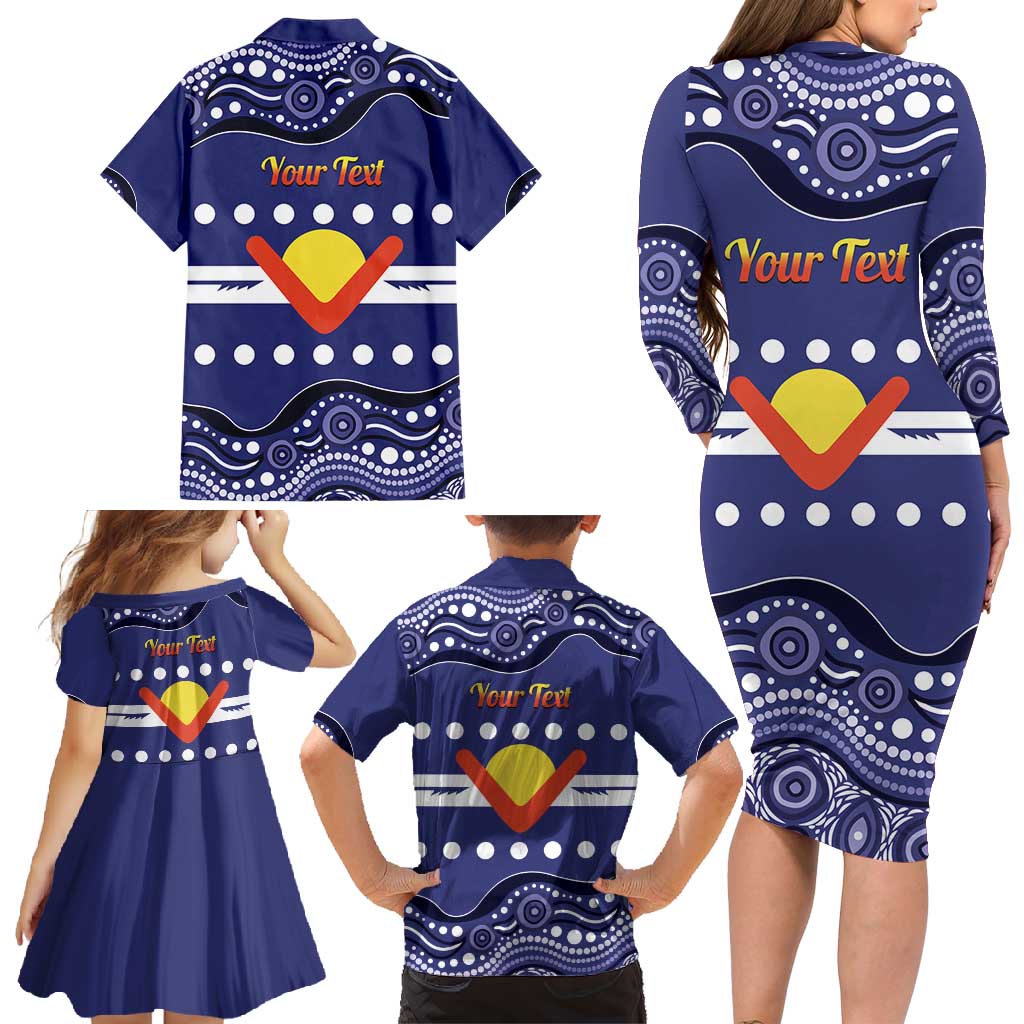 Personalised Ngarrindjeri Nation Family Matching Long Sleeve Bodycon Dress and Hawaiian Shirt Aboriginal Australian Flag Style