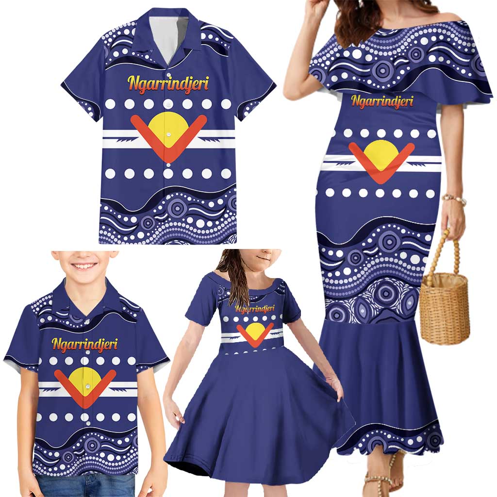 Personalised Ngarrindjeri Nation Family Matching Mermaid Dress and Hawaiian Shirt Aboriginal Australian Flag Style