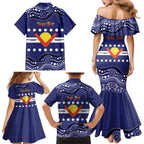 Personalised Ngarrindjeri Nation Family Matching Mermaid Dress and Hawaiian Shirt Aboriginal Australian Flag Style