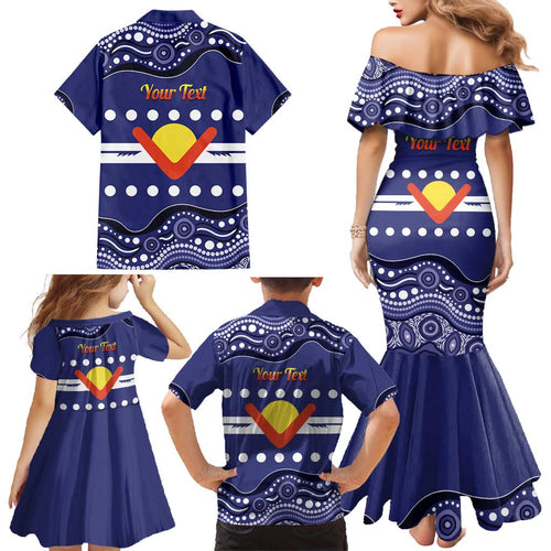 Personalised Ngarrindjeri Nation Family Matching Mermaid Dress and Hawaiian Shirt Aboriginal Australian Flag Style