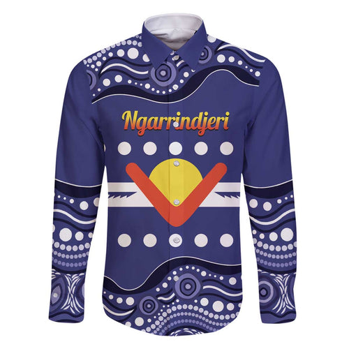 Personalised Ngarrindjeri Nation Family Matching Off The Shoulder Long Sleeve Dress and Hawaiian Shirt Aboriginal Australian Flag Style