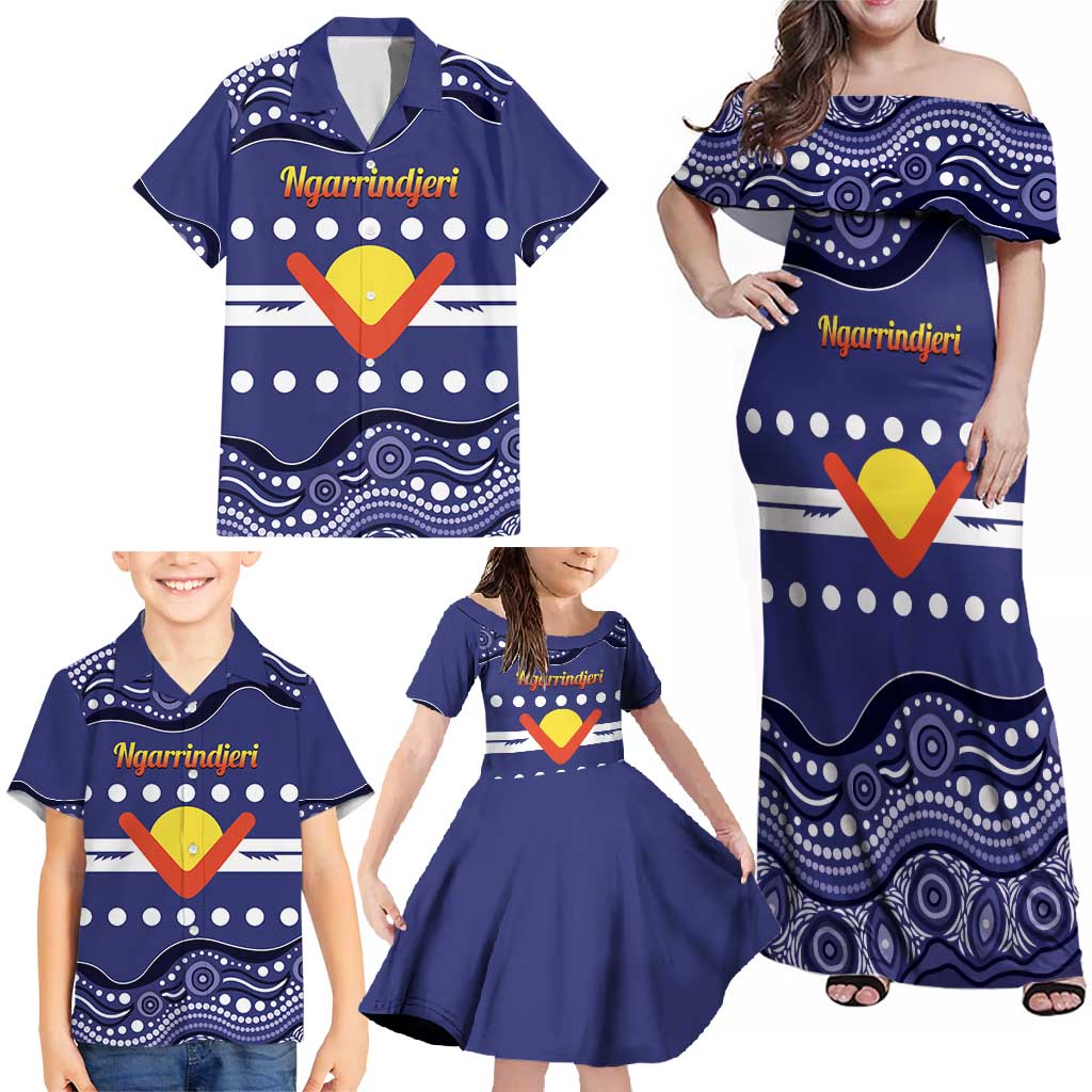 Personalised Ngarrindjeri Nation Family Matching Off Shoulder Maxi Dress and Hawaiian Shirt Aboriginal Australian Flag Style