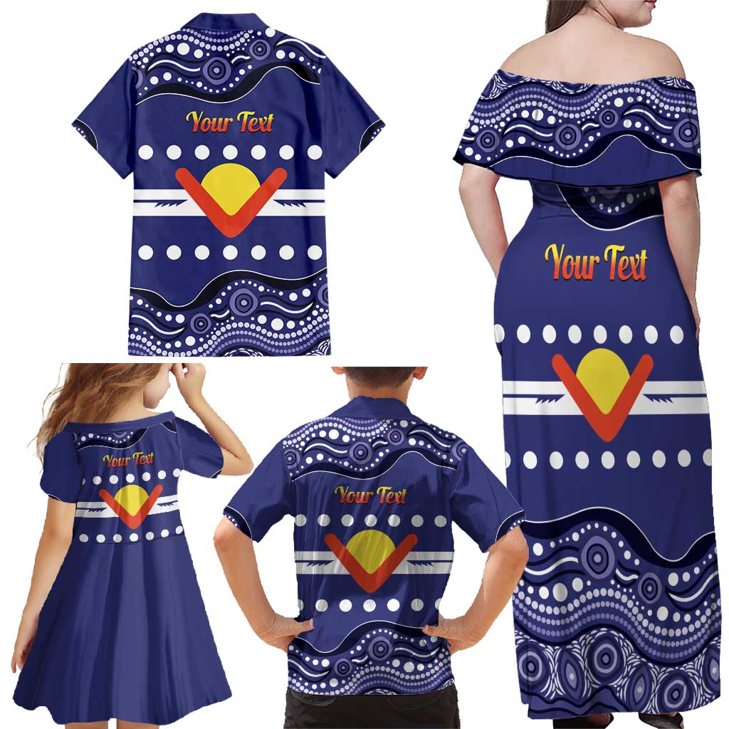 Personalised Ngarrindjeri Nation Family Matching Off Shoulder Maxi Dress and Hawaiian Shirt Aboriginal Australian Flag Style