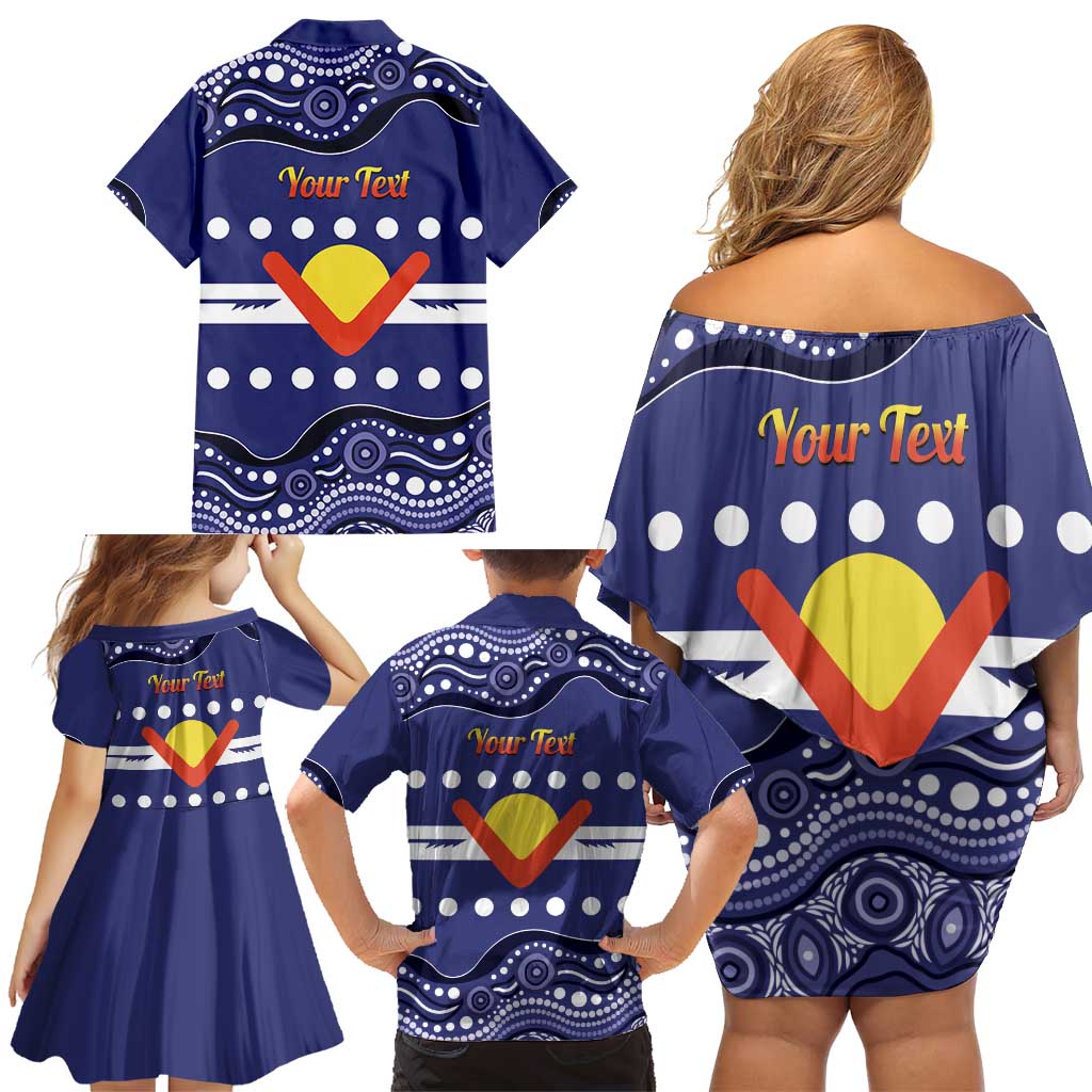 Personalised Ngarrindjeri Nation Family Matching Off Shoulder Short Dress and Hawaiian Shirt Aboriginal Australian Flag Style