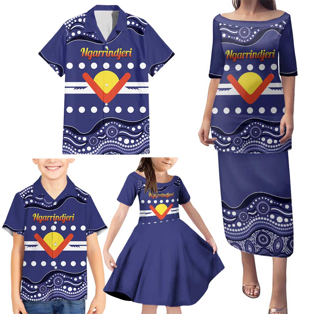 Personalised Ngarrindjeri Nation Family Matching Puletasi and Hawaiian Shirt Aboriginal Australian Flag Style