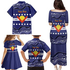 Personalised Ngarrindjeri Nation Family Matching Puletasi and Hawaiian Shirt Aboriginal Australian Flag Style