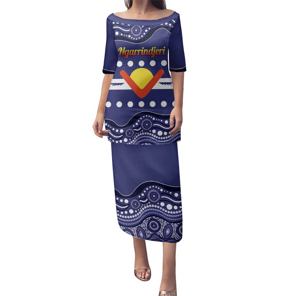 Personalised Ngarrindjeri Nation Family Matching Puletasi and Hawaiian Shirt Aboriginal Australian Flag Style