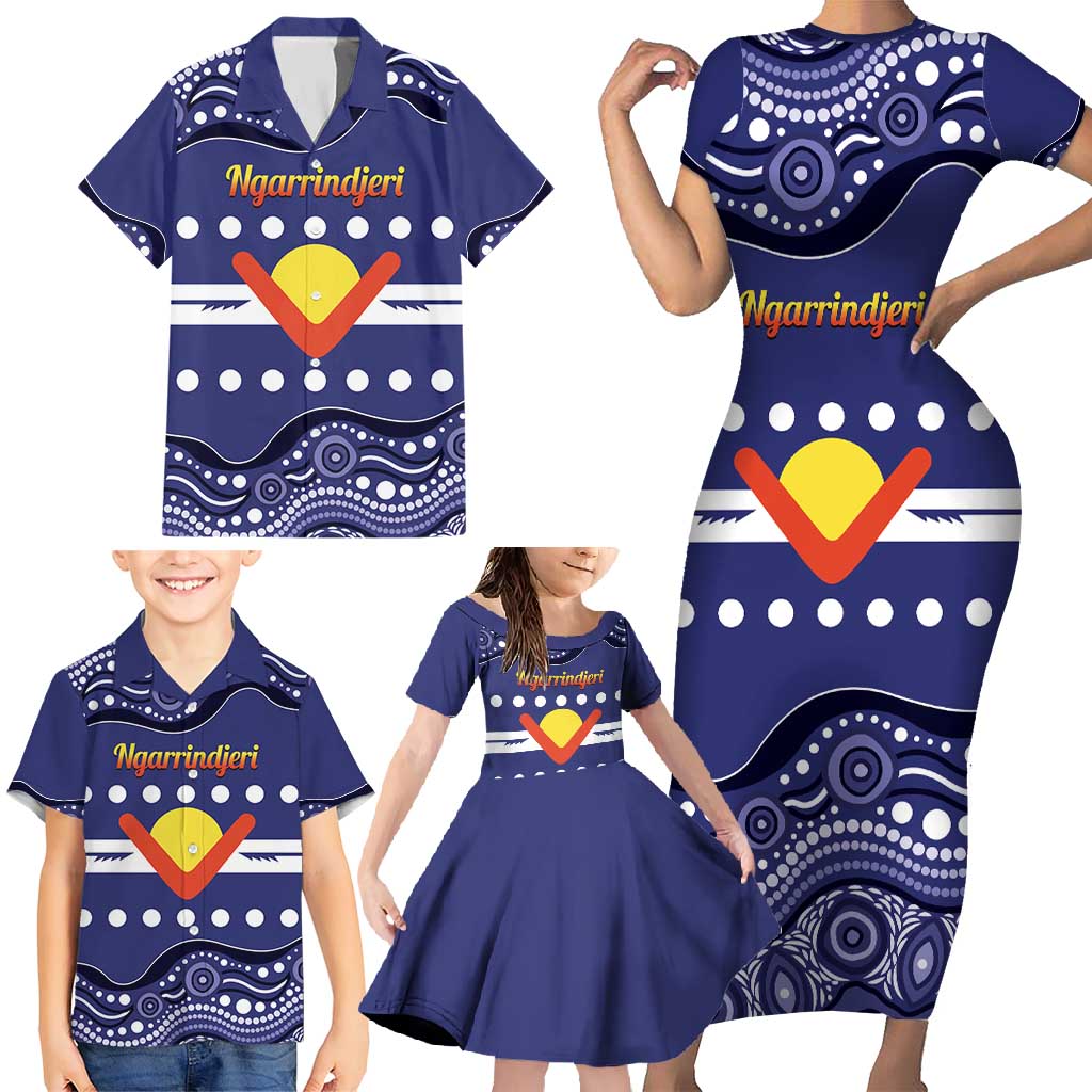 Personalised Ngarrindjeri Nation Family Matching Short Sleeve Bodycon Dress and Hawaiian Shirt Aboriginal Australian Flag Style