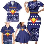 Personalised Ngarrindjeri Nation Family Matching Short Sleeve Bodycon Dress and Hawaiian Shirt Aboriginal Australian Flag Style