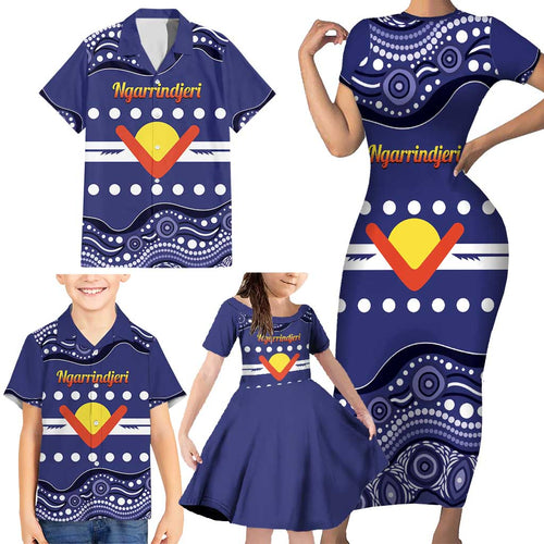 Personalised Ngarrindjeri Nation Family Matching Short Sleeve Bodycon Dress and Hawaiian Shirt Aboriginal Australian Flag Style