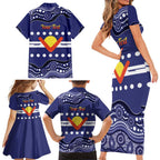Personalised Ngarrindjeri Nation Family Matching Short Sleeve Bodycon Dress and Hawaiian Shirt Aboriginal Australian Flag Style