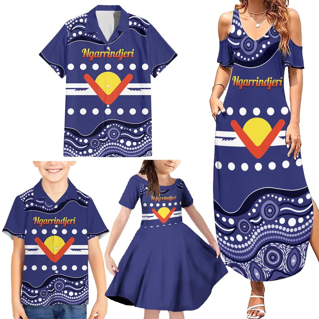 Personalised Ngarrindjeri Nation Family Matching Summer Maxi Dress and Hawaiian Shirt Aboriginal Australian Flag Style