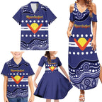 Personalised Ngarrindjeri Nation Family Matching Summer Maxi Dress and Hawaiian Shirt Aboriginal Australian Flag Style