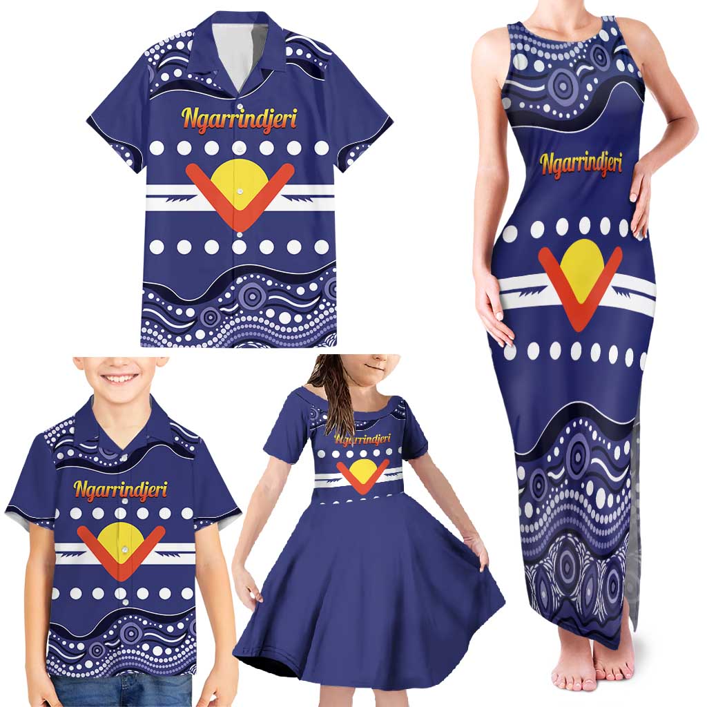 Personalised Ngarrindjeri Nation Family Matching Tank Maxi Dress and Hawaiian Shirt Aboriginal Australian Flag Style