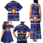 Personalised Ngarrindjeri Nation Family Matching Tank Maxi Dress and Hawaiian Shirt Aboriginal Australian Flag Style