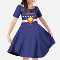 Personalised Ngarrindjeri Nation Kid Short Sleeve Dress Aboriginal Australian Flag Style