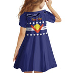 Personalised Ngarrindjeri Nation Kid Short Sleeve Dress Aboriginal Australian Flag Style