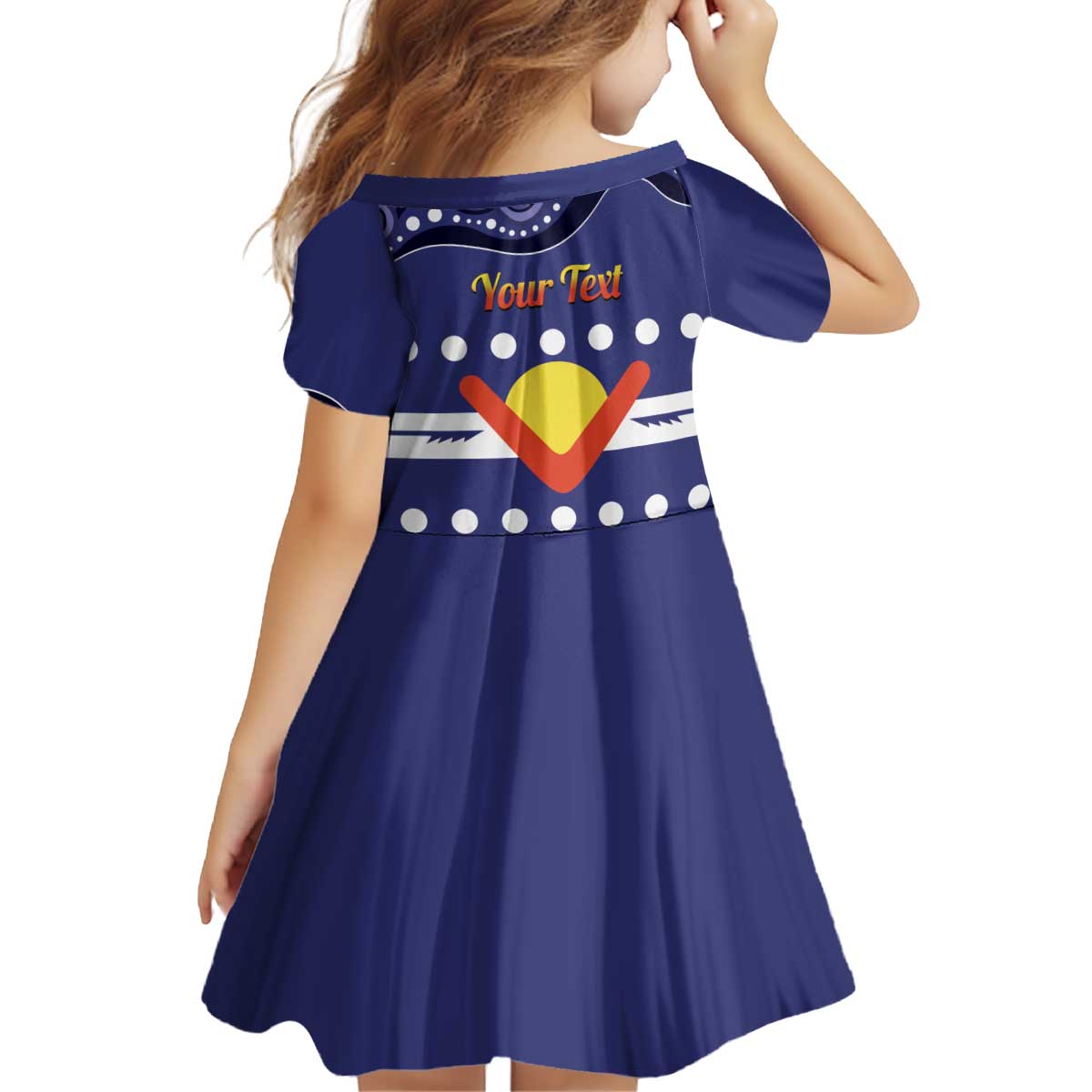 Personalised Ngarrindjeri Nation Kid Short Sleeve Dress Aboriginal Australian Flag Style