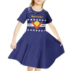 Personalised Ngarrindjeri Nation Kid Short Sleeve Dress Aboriginal Australian Flag Style