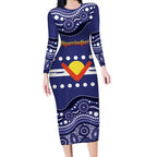 Personalised Ngarrindjeri Nation Long Sleeve Bodycon Dress Aboriginal Australian Flag Style