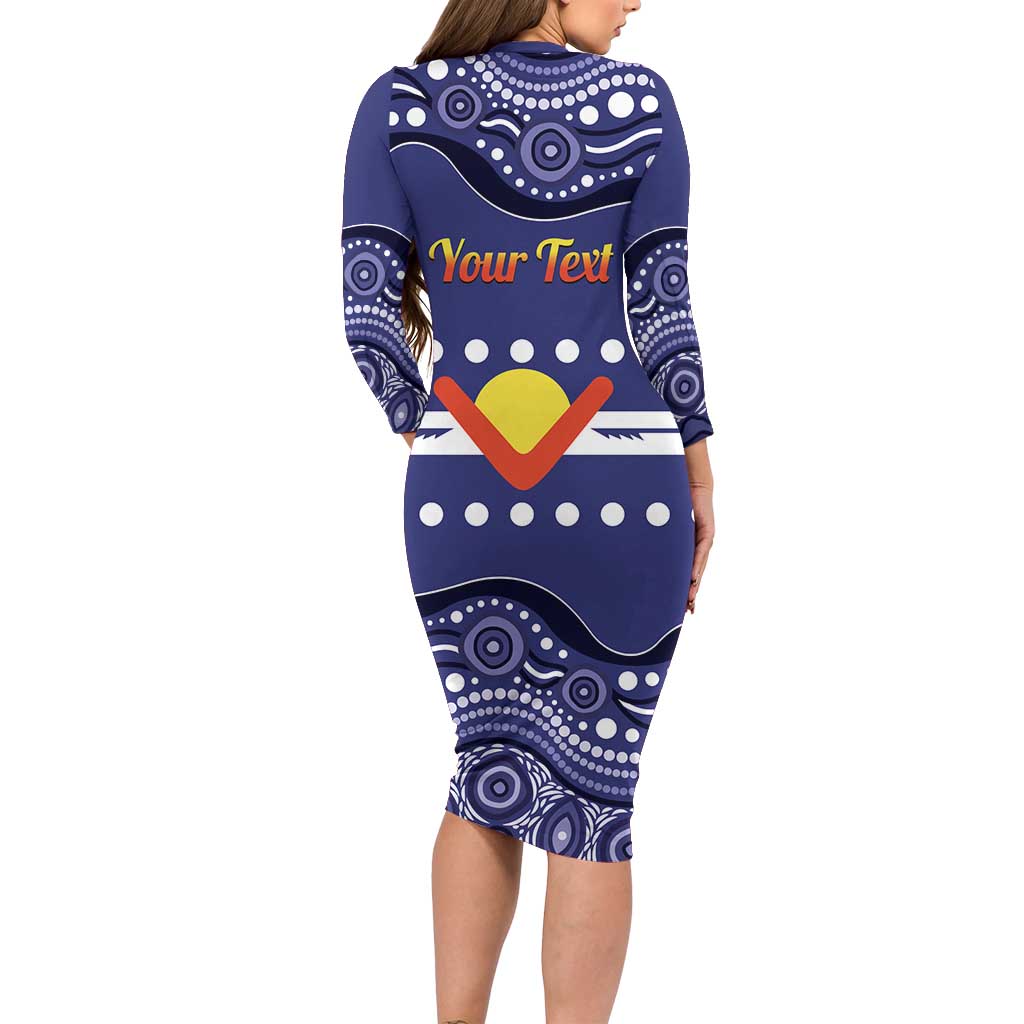 Personalised Ngarrindjeri Nation Long Sleeve Bodycon Dress Aboriginal Australian Flag Style