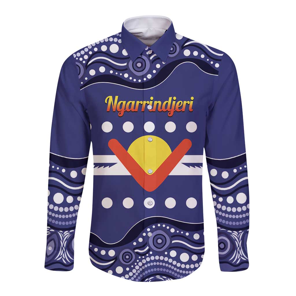 Personalised Ngarrindjeri Nation Long Sleeve Button Shirt Aboriginal Australian Flag Style