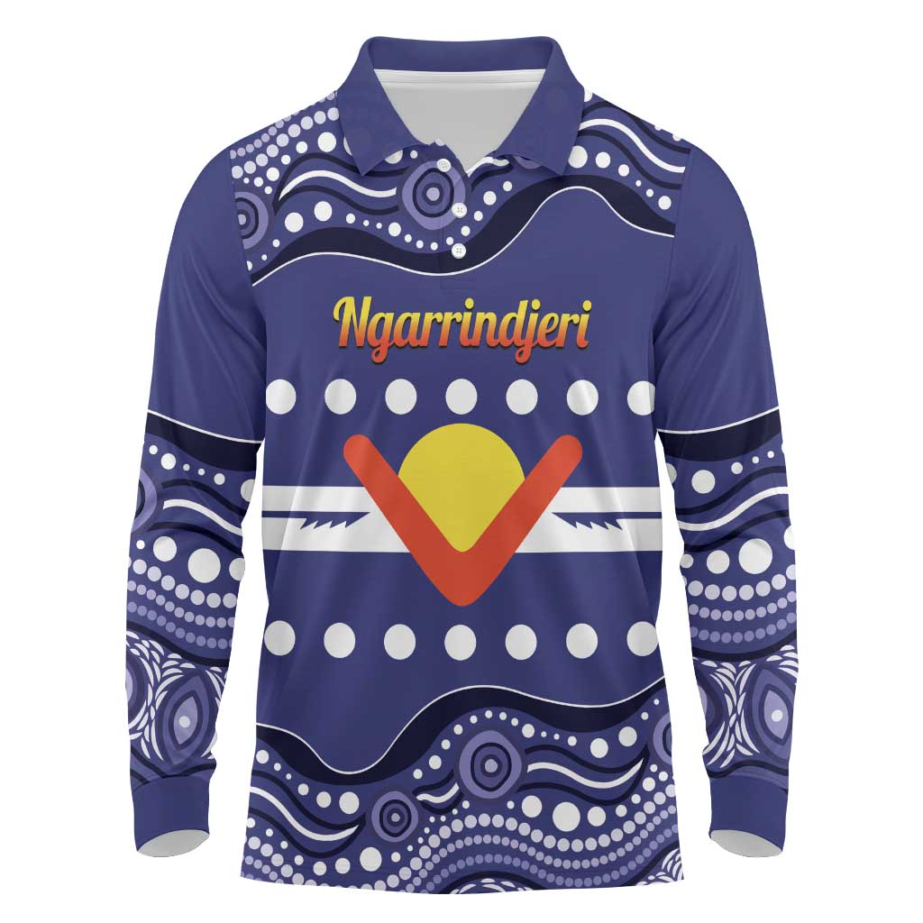 Personalised Ngarrindjeri Nation Long Sleeve Polo Shirt Aboriginal Australian Flag Style