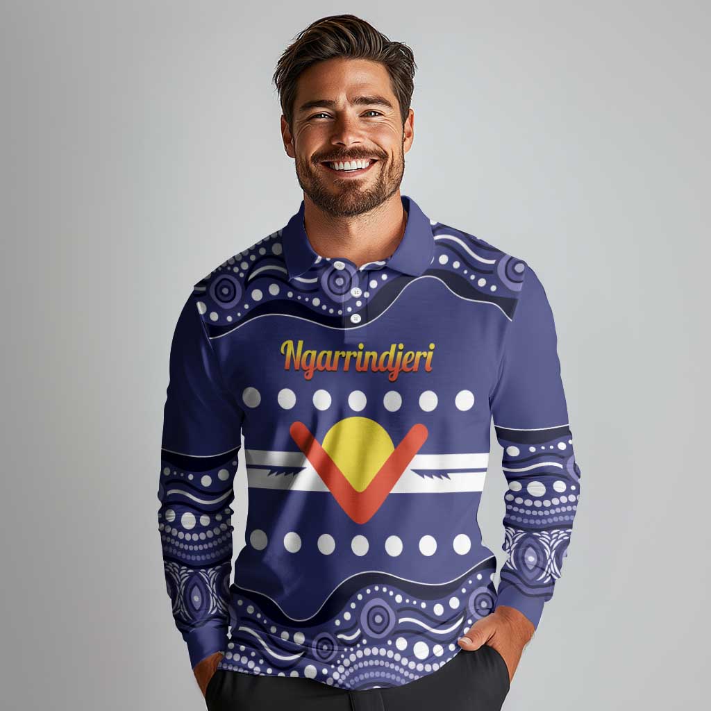 Personalised Ngarrindjeri Nation Long Sleeve Polo Shirt Aboriginal Australian Flag Style