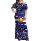 Personalised Ngarrindjeri Nation Off Shoulder Maxi Dress Aboriginal Australian Flag Style