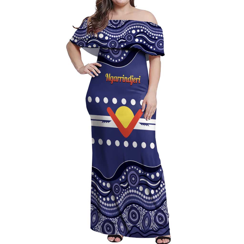 Personalised Ngarrindjeri Nation Off Shoulder Maxi Dress Aboriginal Australian Flag Style