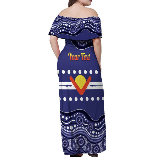 Personalised Ngarrindjeri Nation Off Shoulder Maxi Dress Aboriginal Australian Flag Style