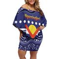 Personalised Ngarrindjeri Nation Off Shoulder Short Dress Aboriginal Australian Flag Style