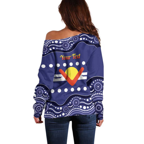 Personalised Ngarrindjeri Nation Off Shoulder Sweater Aboriginal Australian Flag Style
