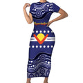 Personalised Ngarrindjeri Nation Short Sleeve Bodycon Dress Aboriginal Australian Flag Style