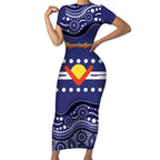 Personalised Ngarrindjeri Nation Short Sleeve Bodycon Dress Aboriginal Australian Flag Style