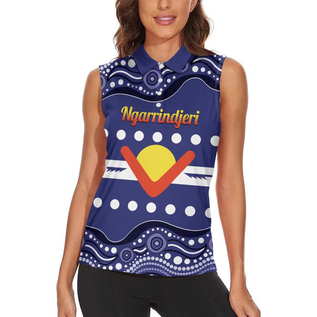 Personalised Ngarrindjeri Nation Women Sleeveless Polo Shirt Aboriginal Australian Flag Style