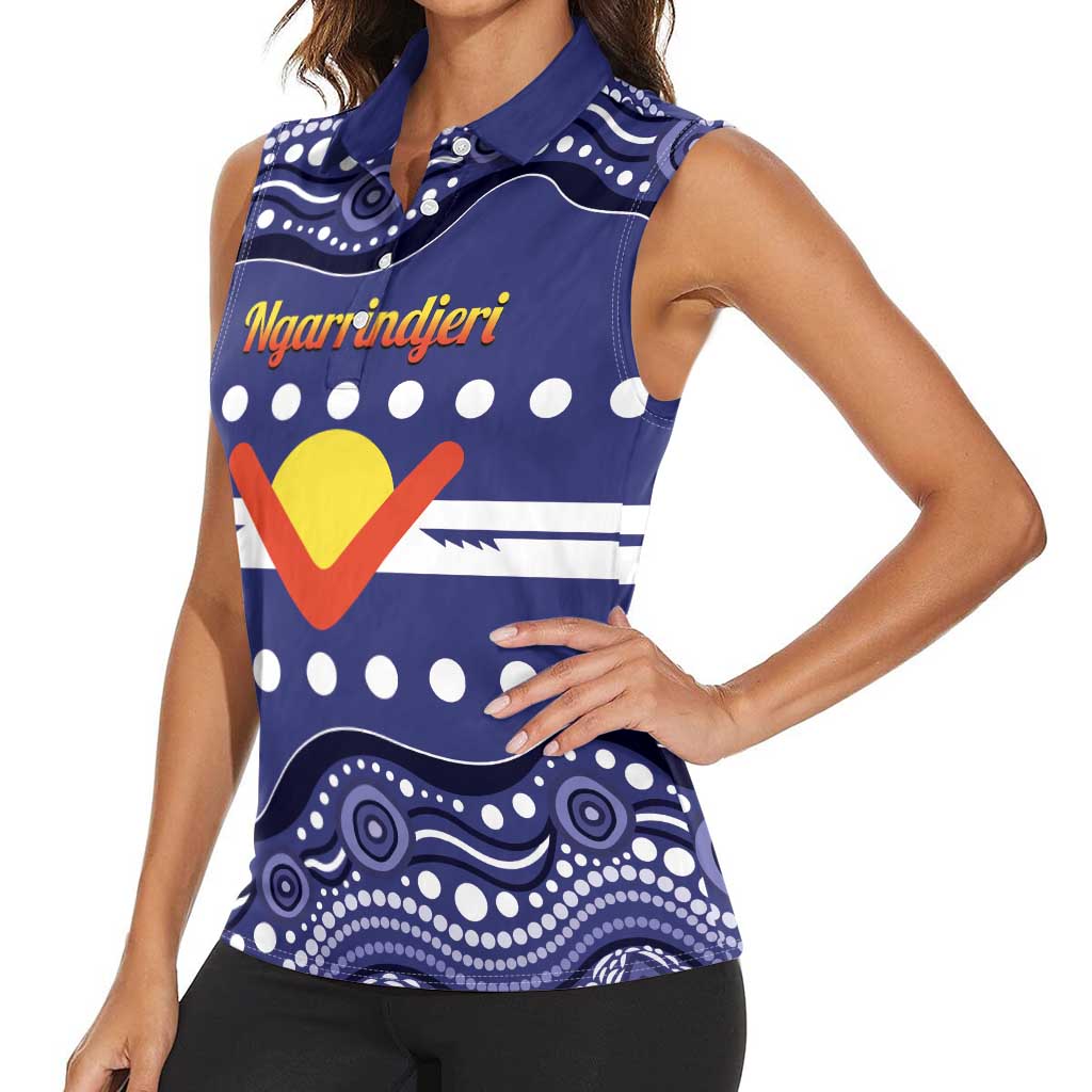 Personalised Ngarrindjeri Nation Women Sleeveless Polo Shirt Aboriginal Australian Flag Style
