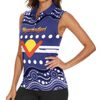 Personalised Ngarrindjeri Nation Women Sleeveless Polo Shirt Aboriginal Australian Flag Style