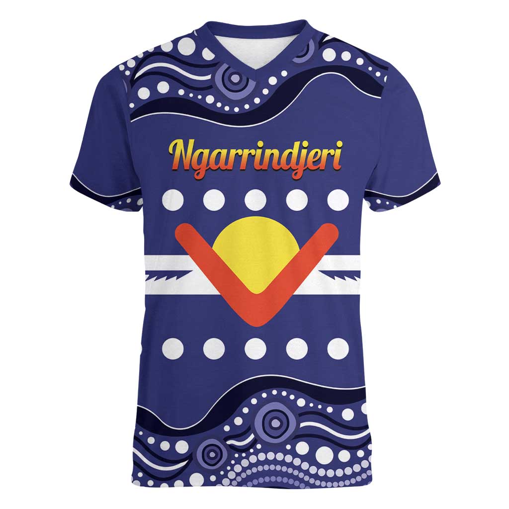 Personalised Ngarrindjeri Nation Women V-Neck T-Shirt Aboriginal Australian Flag Style