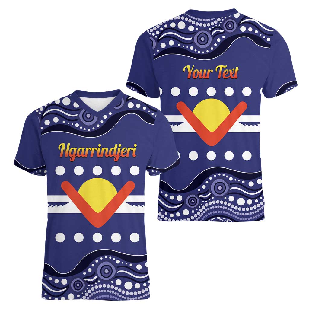 Personalised Ngarrindjeri Nation Women V-Neck T-Shirt Aboriginal Australian Flag Style